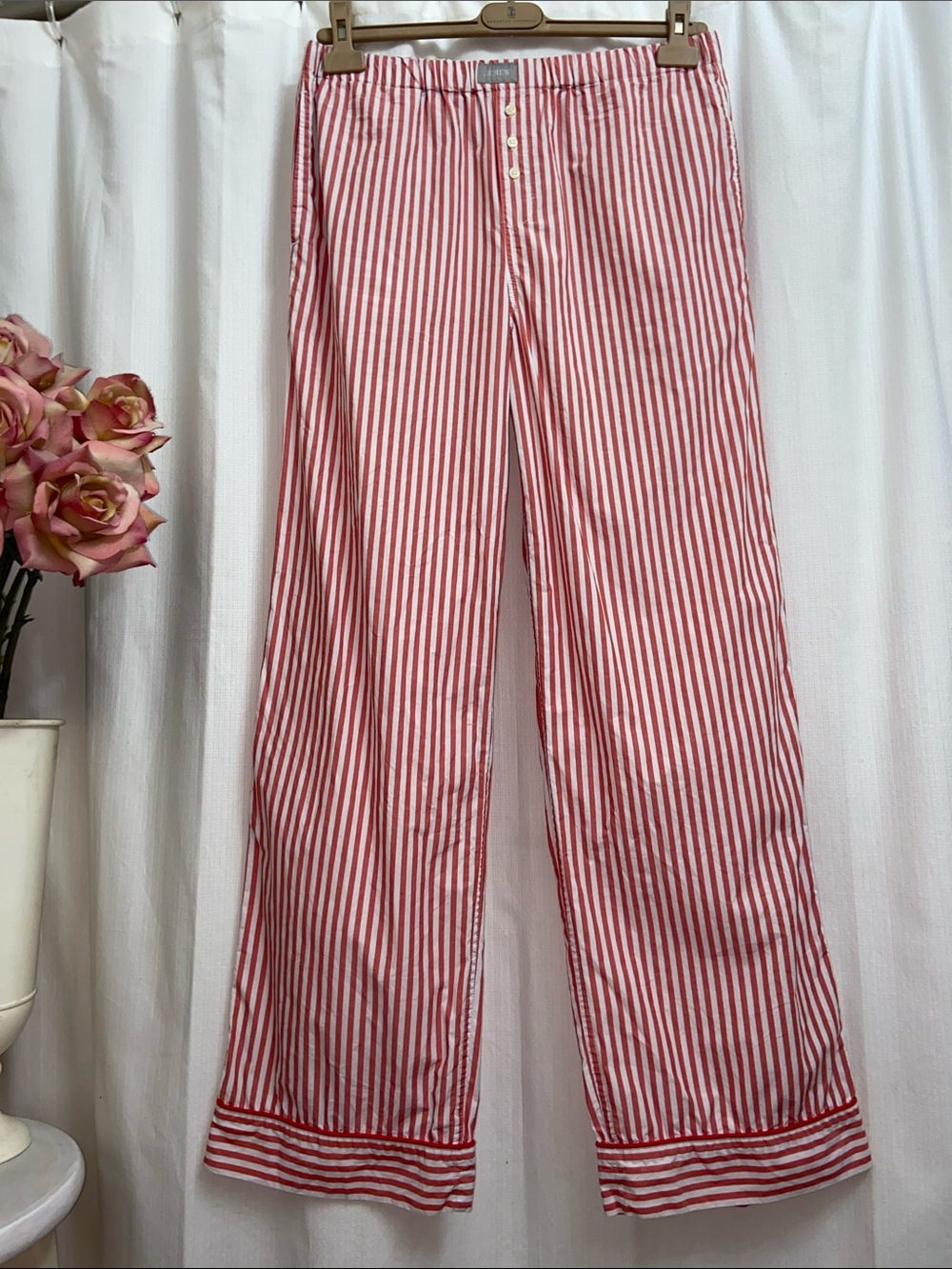 J.Crew Red and White Striped 100% Cotton PJ Style Pants